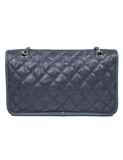 Sac CHANEL cuir grainé bleu