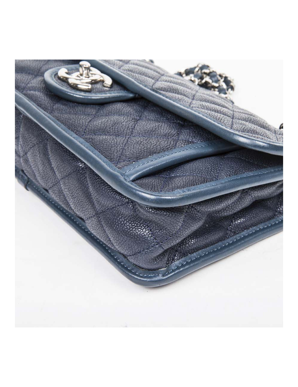 Blue grain quilted leather CHANEL bag