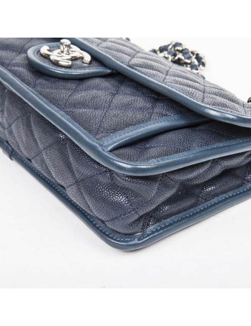 Blue grain quilted leather CHANEL bag