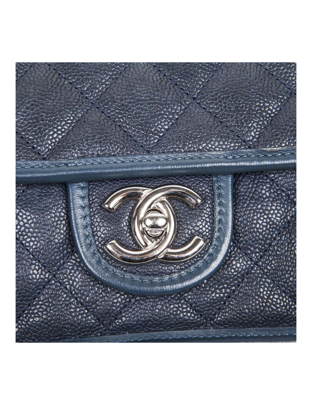 Blue grain quilted leather CHANEL bag