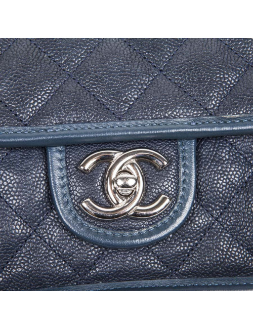 Blue grain quilted leather CHANEL bag