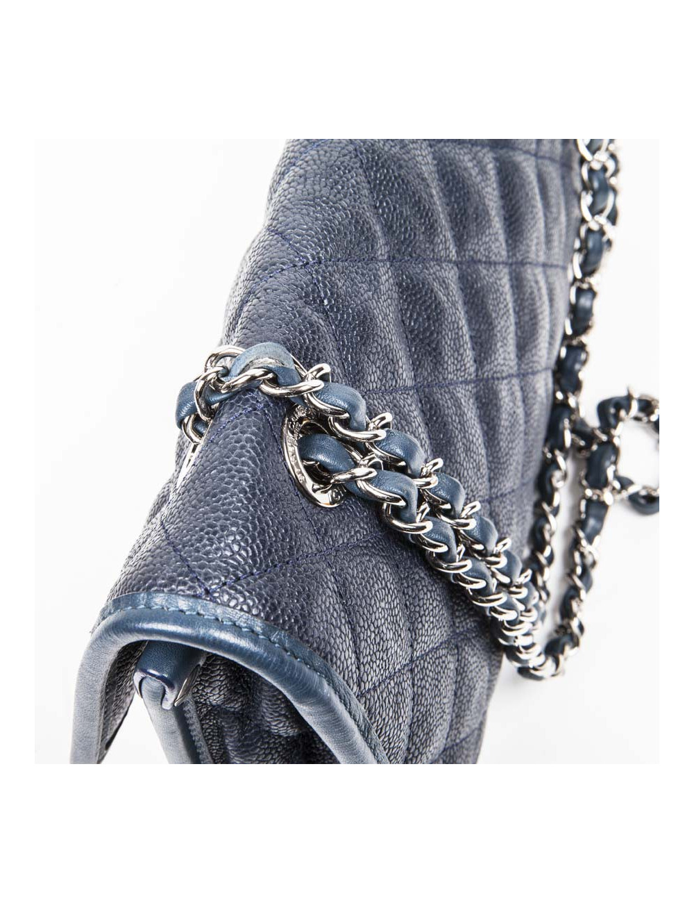 Blue grain quilted leather CHANEL bag