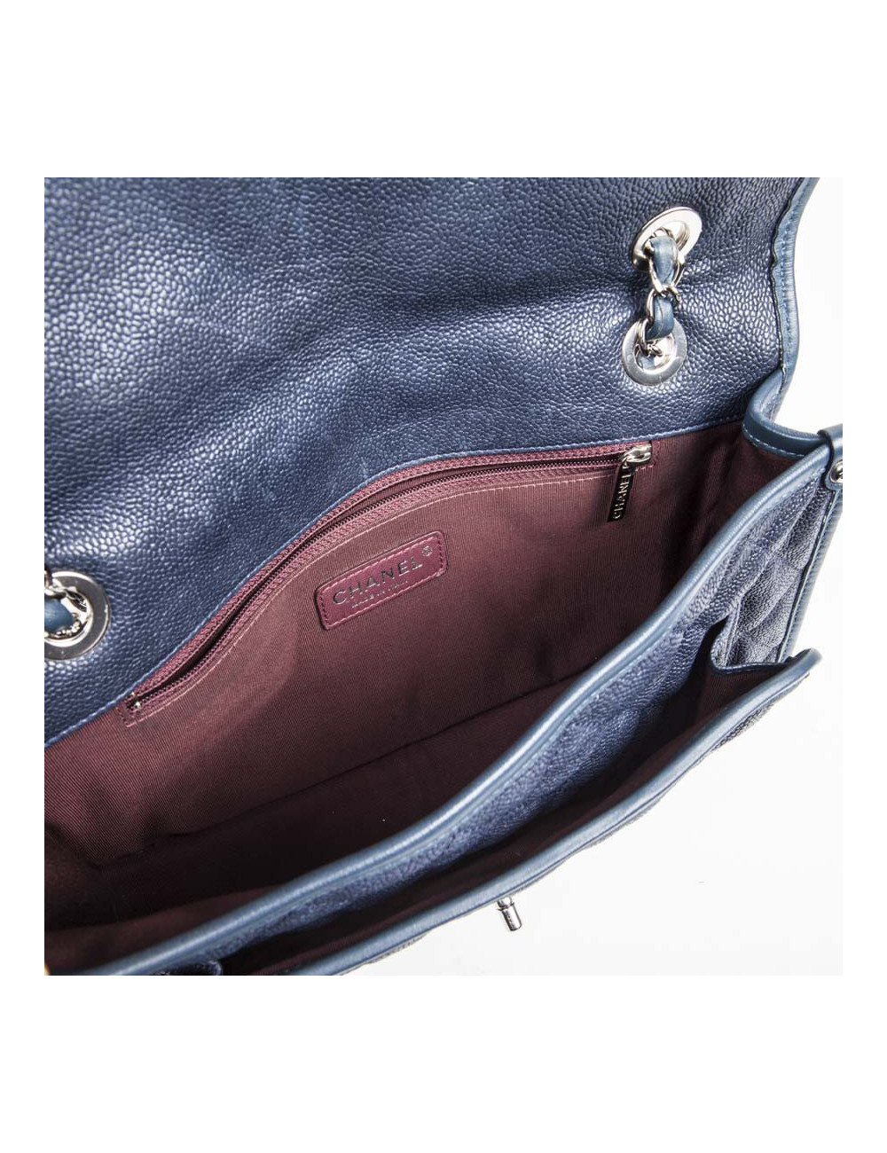 Sac CHANEL cuir grainé bleu