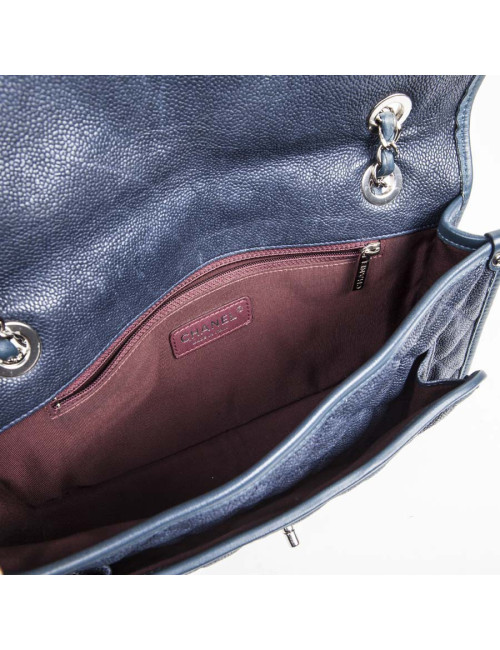 Blue grain quilted leather CHANEL bag