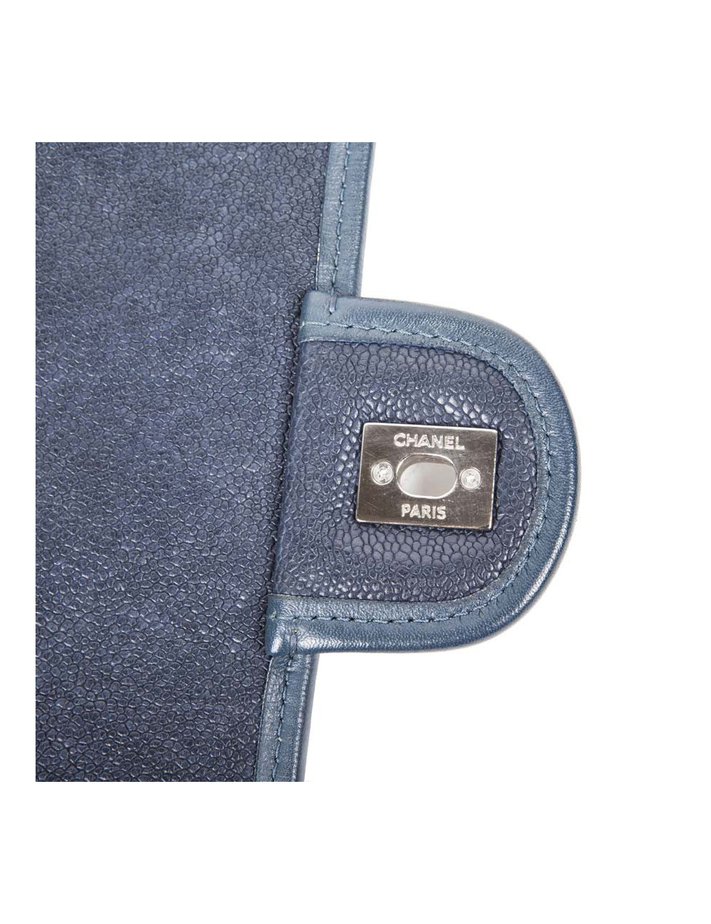 Blue grain quilted leather CHANEL bag