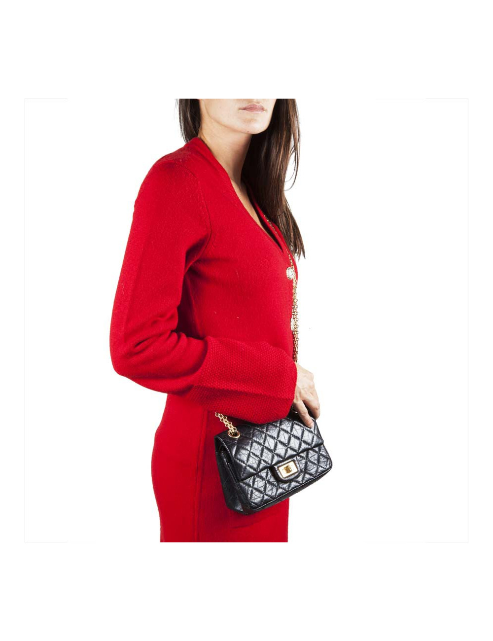 Sac CHANEL cuir vieilli souple noir TM