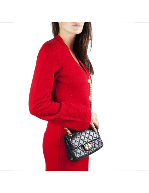 Sac CHANEL cuir vieilli souple noir TM