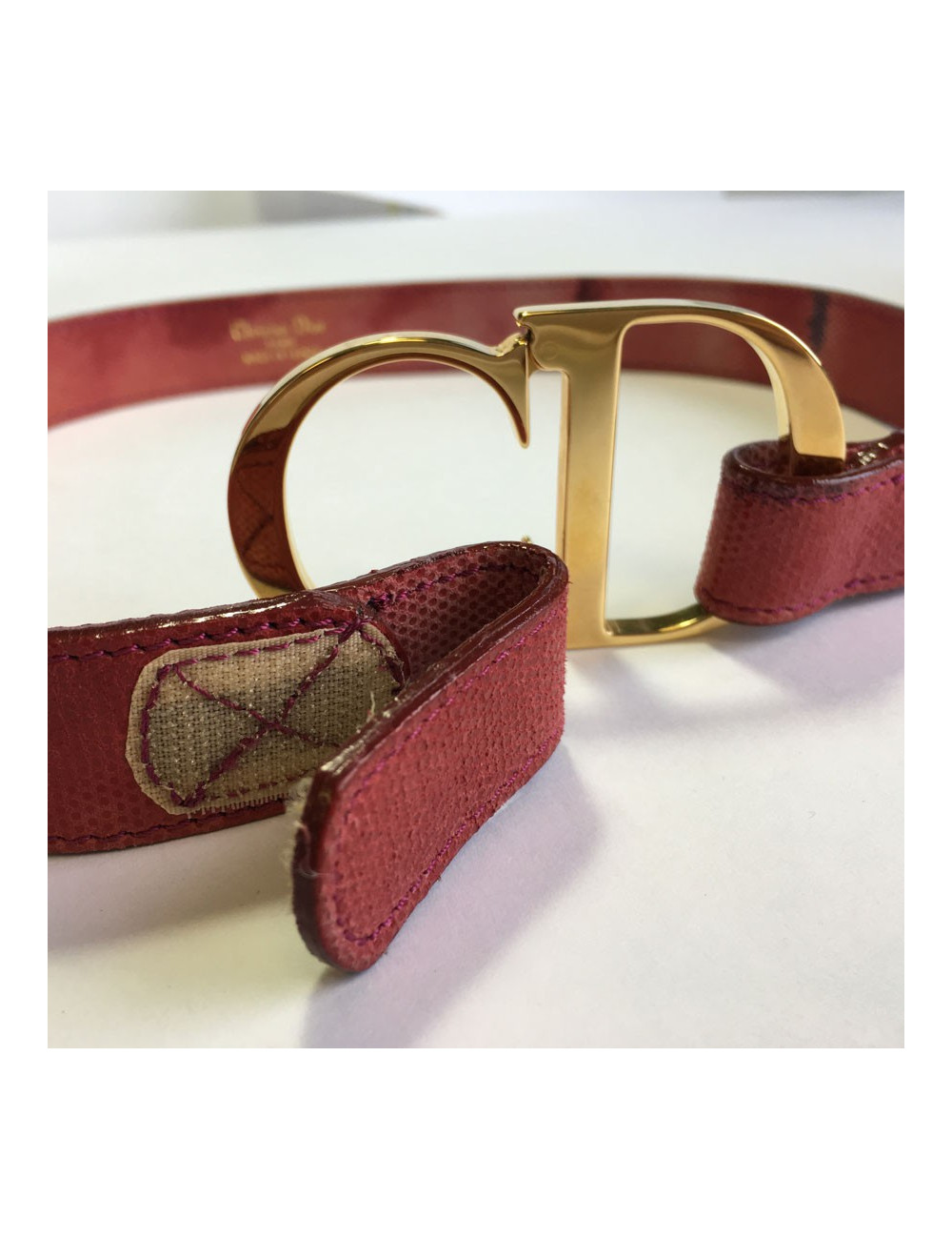 Ceinture DIOR Vintage en cuir rose Taille 70