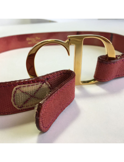 Ceinture DIOR Vintage en cuir rose Taille 70