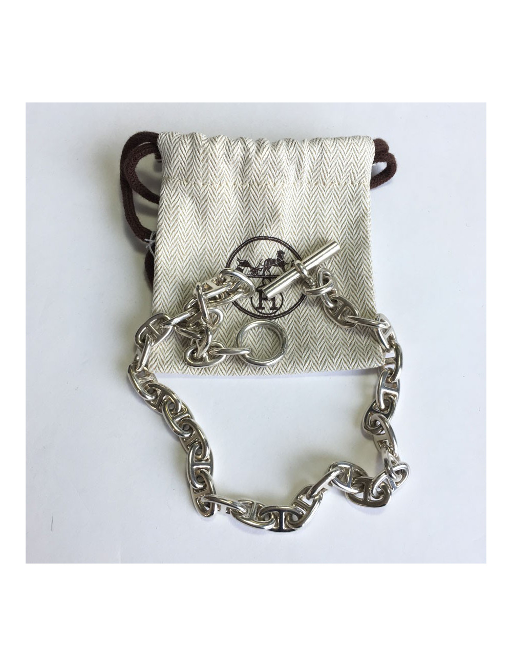 Collier HERMES chaîne d'ancre en argent massif