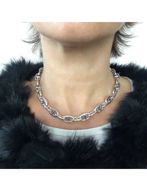 Collier HERMES chaîne d'ancre en argent massif