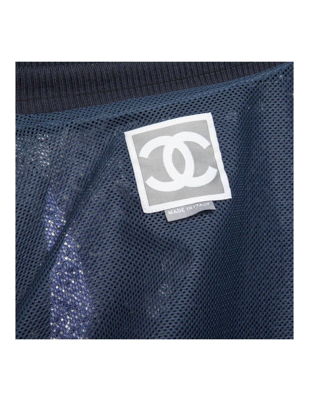 Blouson CHANEL T 50 sequins bleu marine