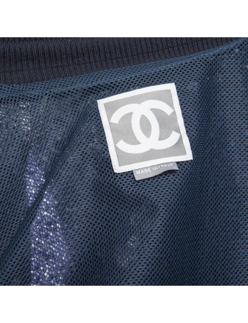 Blouson CHANEL T 50 sequins bleu marine