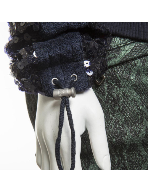 Blouson CHANEL T 50 sequins bleu marine