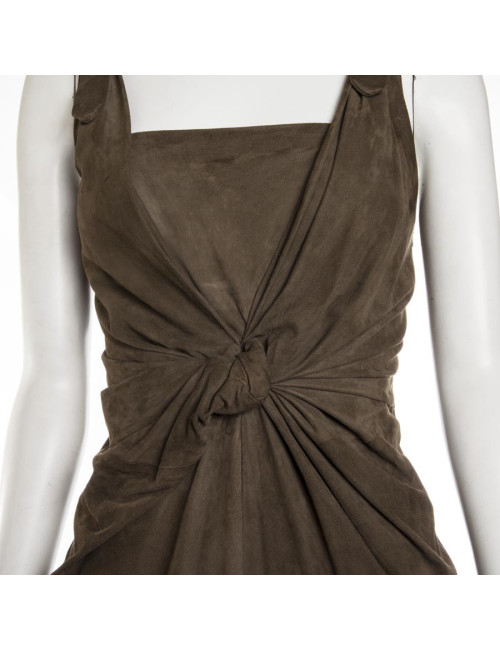 Robe CHRISTIAN DIOR T36 FR  en daim vert Kaki