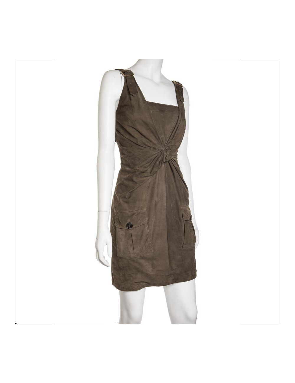 Robe CHRISTIAN DIOR T36 FR  en daim vert Kaki