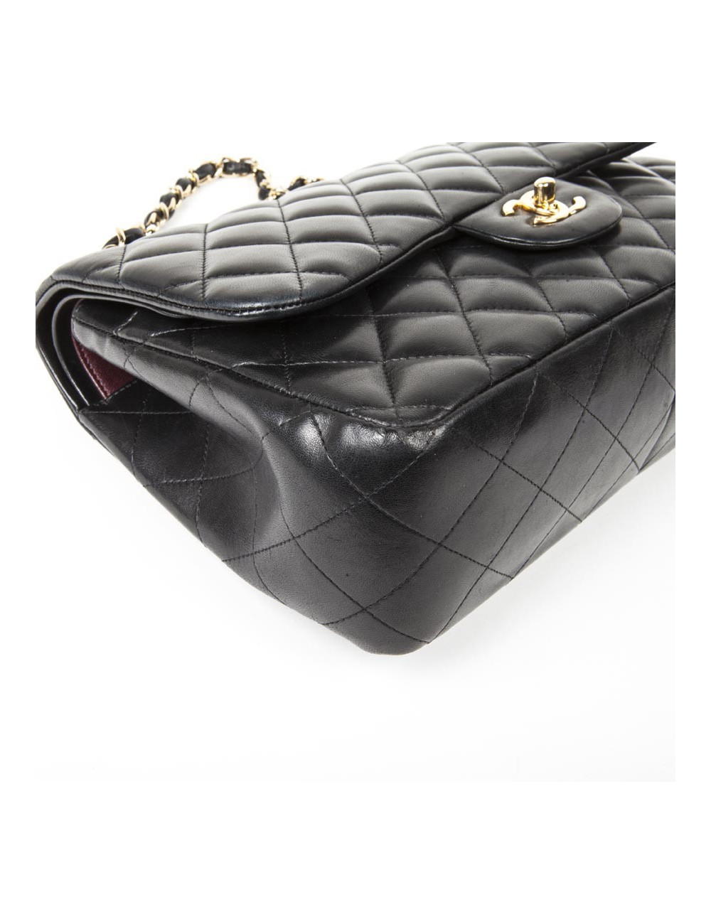 Sac Jumbo CHANEL en cuir lisse noir doré