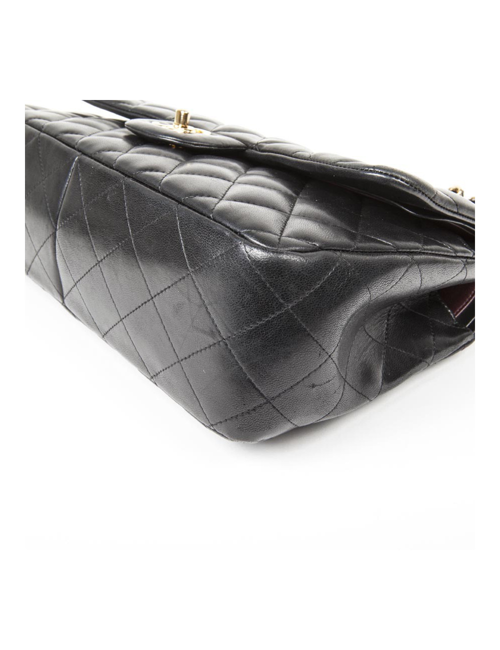 Sac Jumbo CHANEL en cuir lisse noir doré