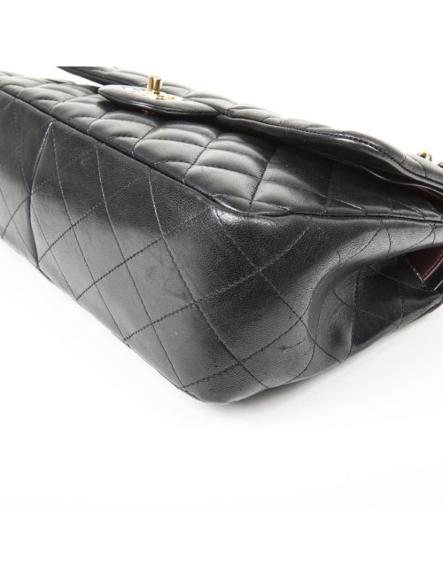 Sac Jumbo CHANEL en cuir lisse noir doré