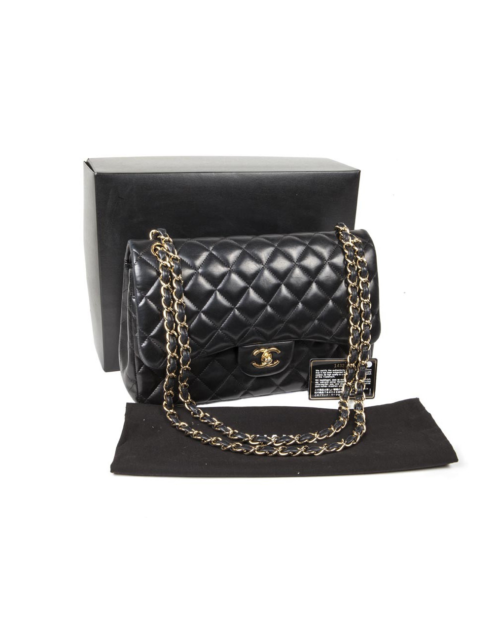 Sac Jumbo CHANEL en cuir lisse noir doré