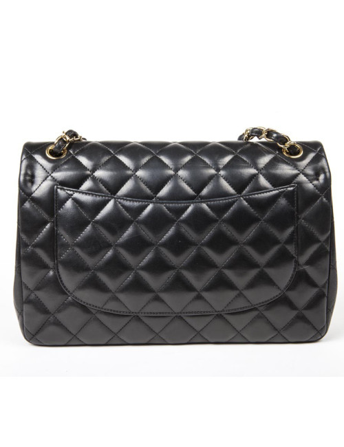 Sac Jumbo CHANEL en cuir lisse noir doré