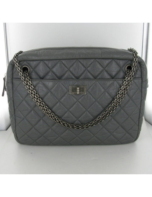 CAMERA cuir irisé gris anthracite CHANEL