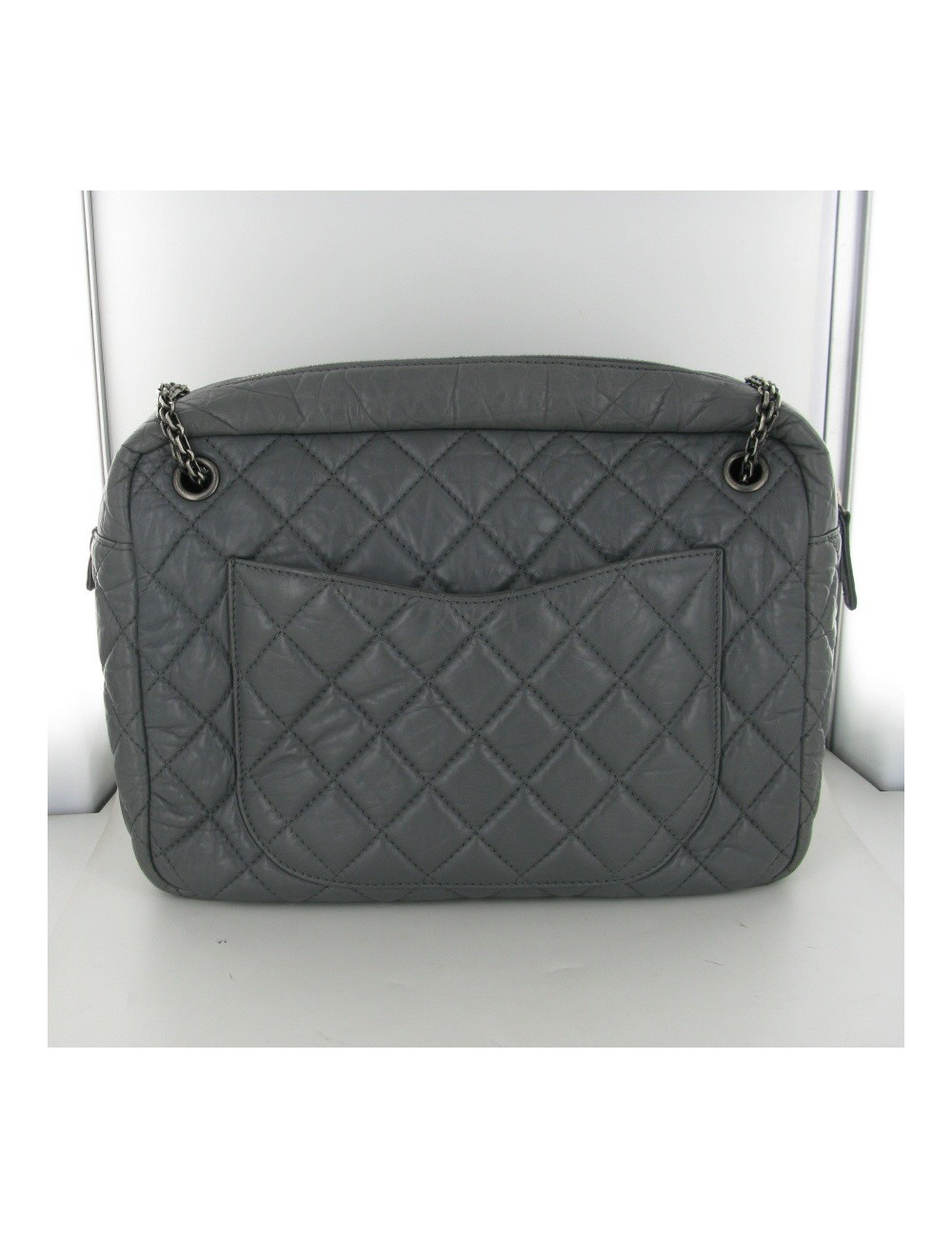 CAMERA cuir irisé gris anthracite CHANEL
