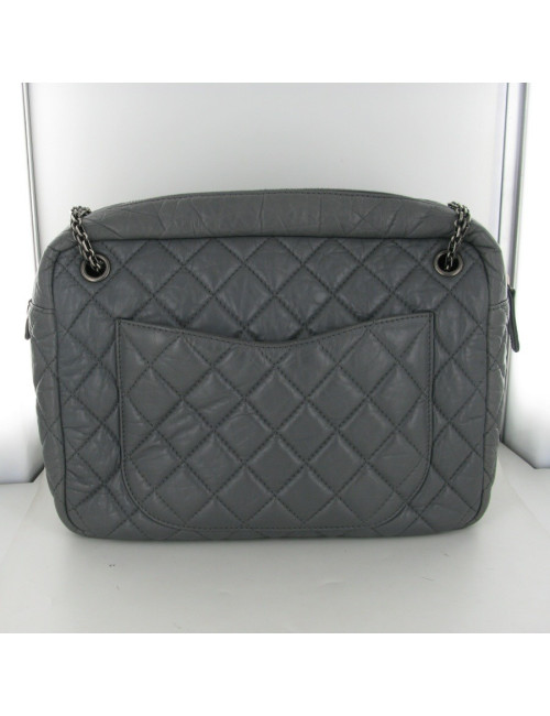CAMERA cuir irisé gris anthracite CHANEL