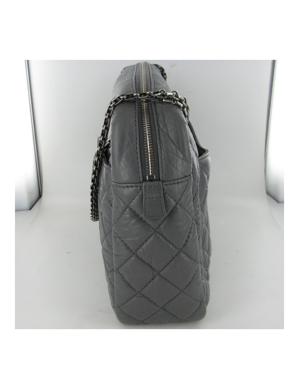 CAMERA cuir irisé gris anthracite CHANEL