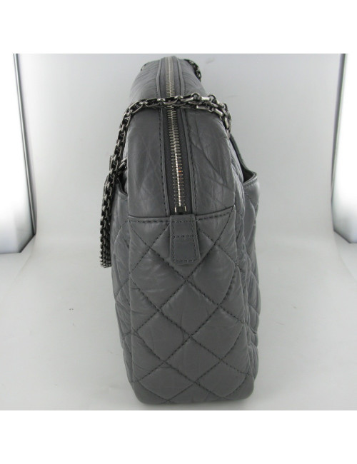 CAMERA cuir irisé gris anthracite CHANEL