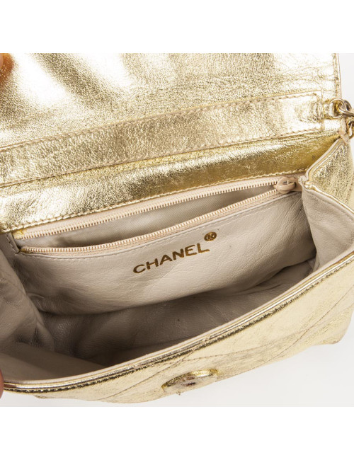 Petit sac doré CHANEL cuir vieilli doré