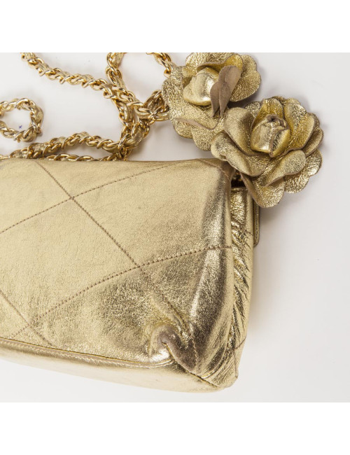 Petit sac doré CHANEL cuir vieilli doré