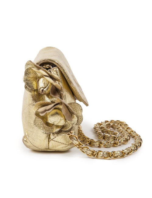 Petit sac doré CHANEL cuir vieilli doré