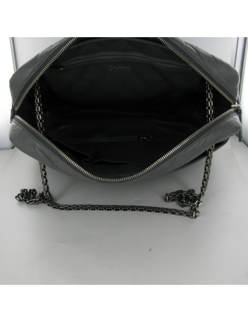 CAMERA cuir irisé gris anthracite CHANEL