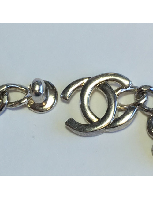 Collier CHANEL en métal argenté