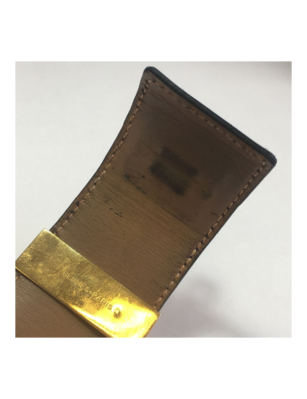 Manchette HERMES Médor en cuir noir 