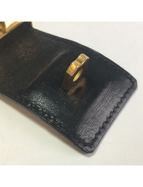 Manchette HERMES Médor en cuir noir 