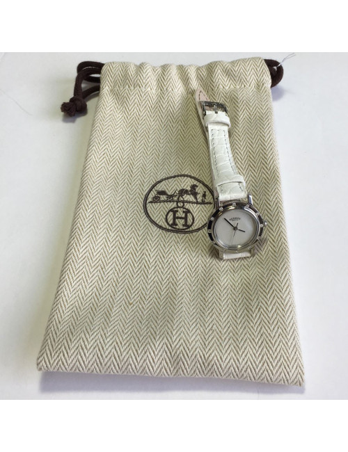 Montre HERMES Clipper acier et brillants