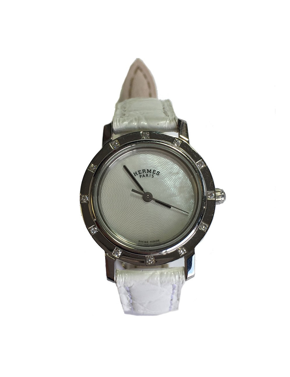 Montre HERMES Clipper acier et brillants