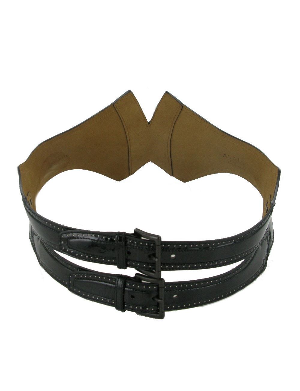 Ceinture cuir vernis noir ALAIA