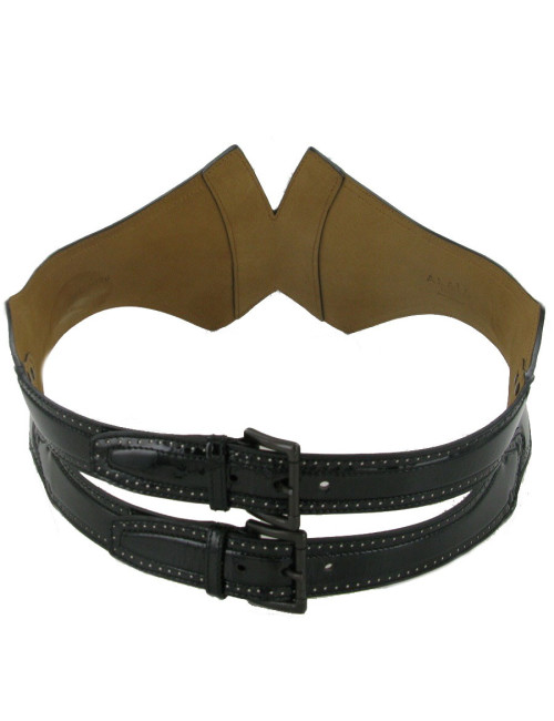 Ceinture cuir vernis noir ALAIA