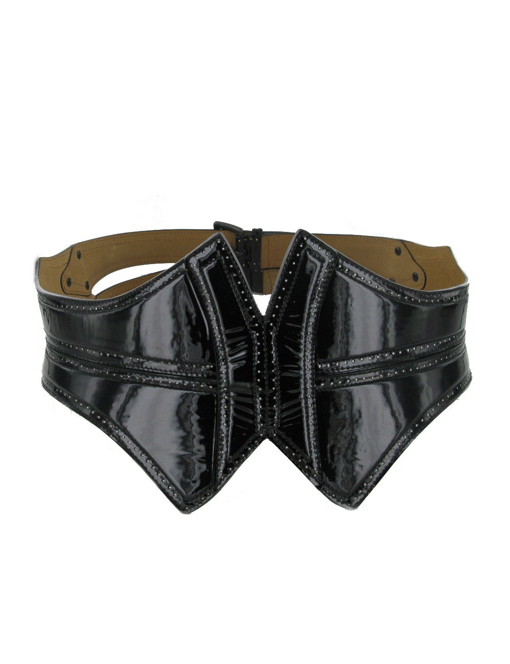 ALAÏA belt in black patent perforated leather size 85