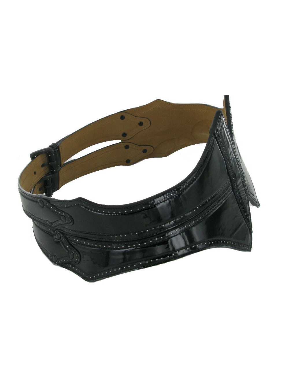 ALAÏA belt in black patent perforated leather size 85