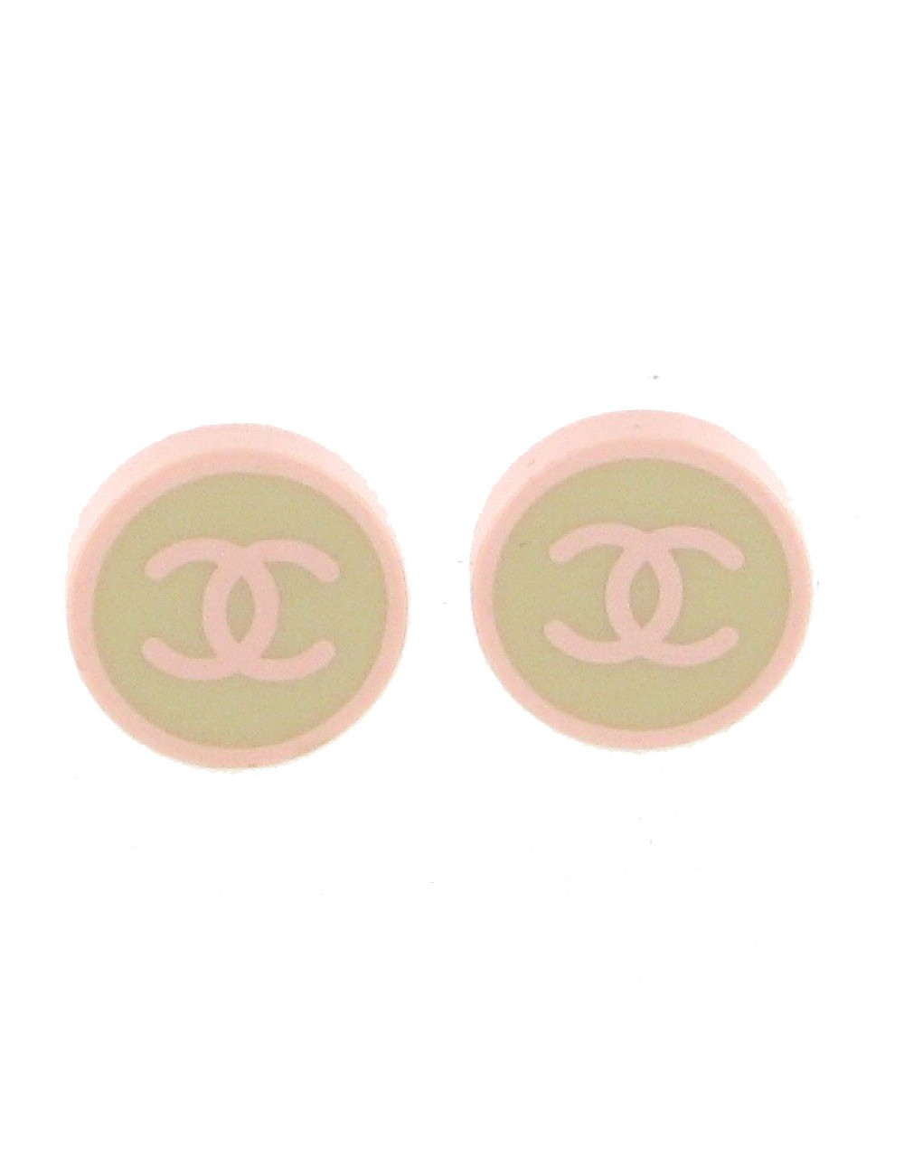 Boucles d'oreilles clips rose et gris CHANEL