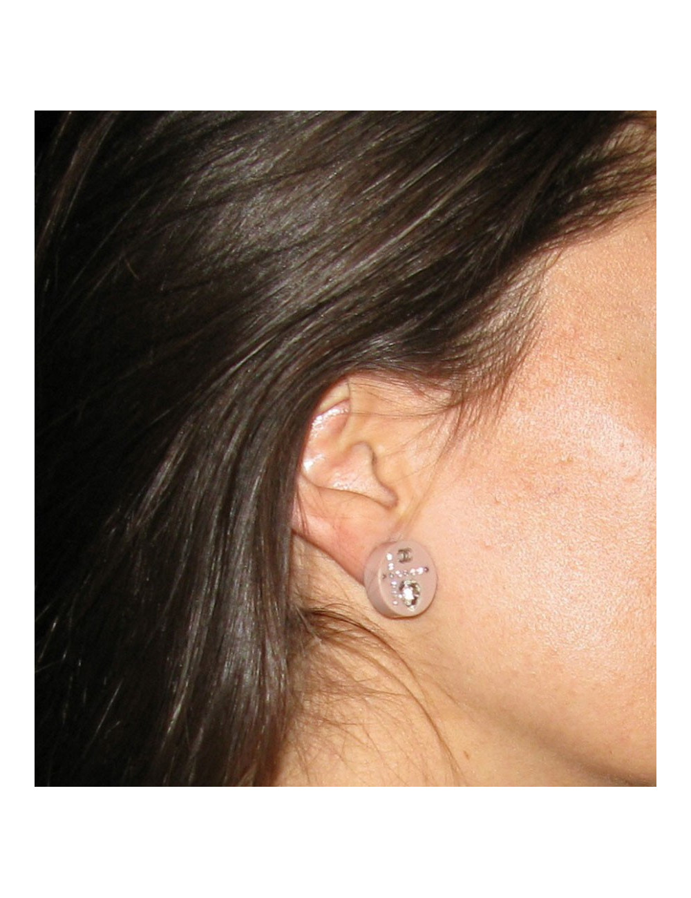 Boucles d'oreilles clips strass et coeur CHANEL