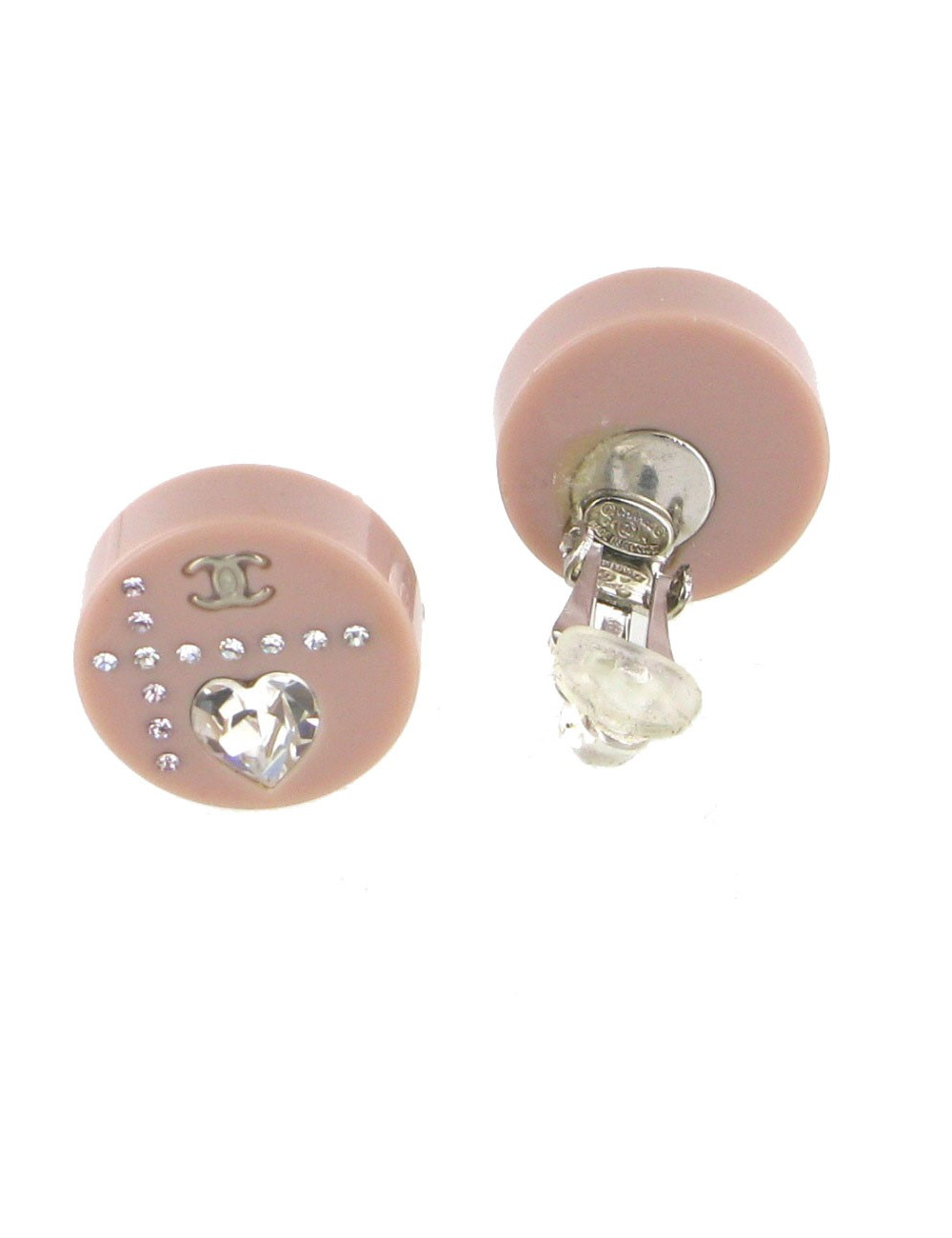 Pink old resin CHANEL ear clips