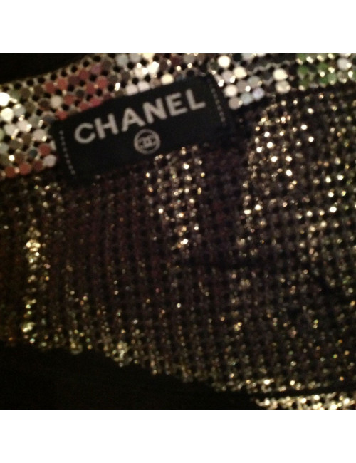 CHANEL sweater in black cashmere and removable neck chainmail