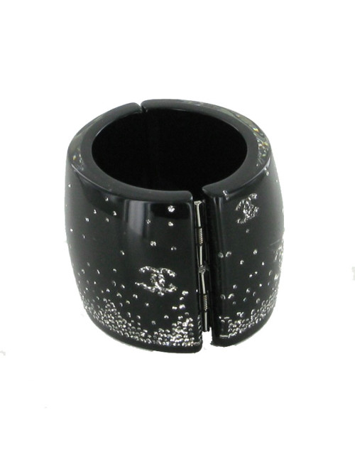 CHANEL cuff black resin encrusted with Rhinestones