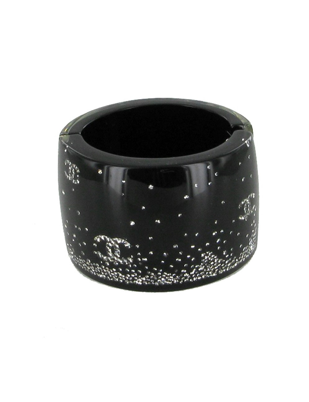 CHANEL cuff black resin encrusted with Rhinestones