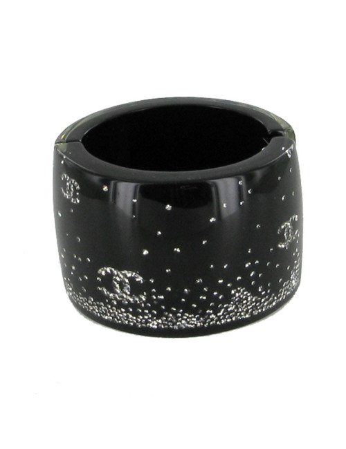 CHANEL cuff black resin encrusted with Rhinestones